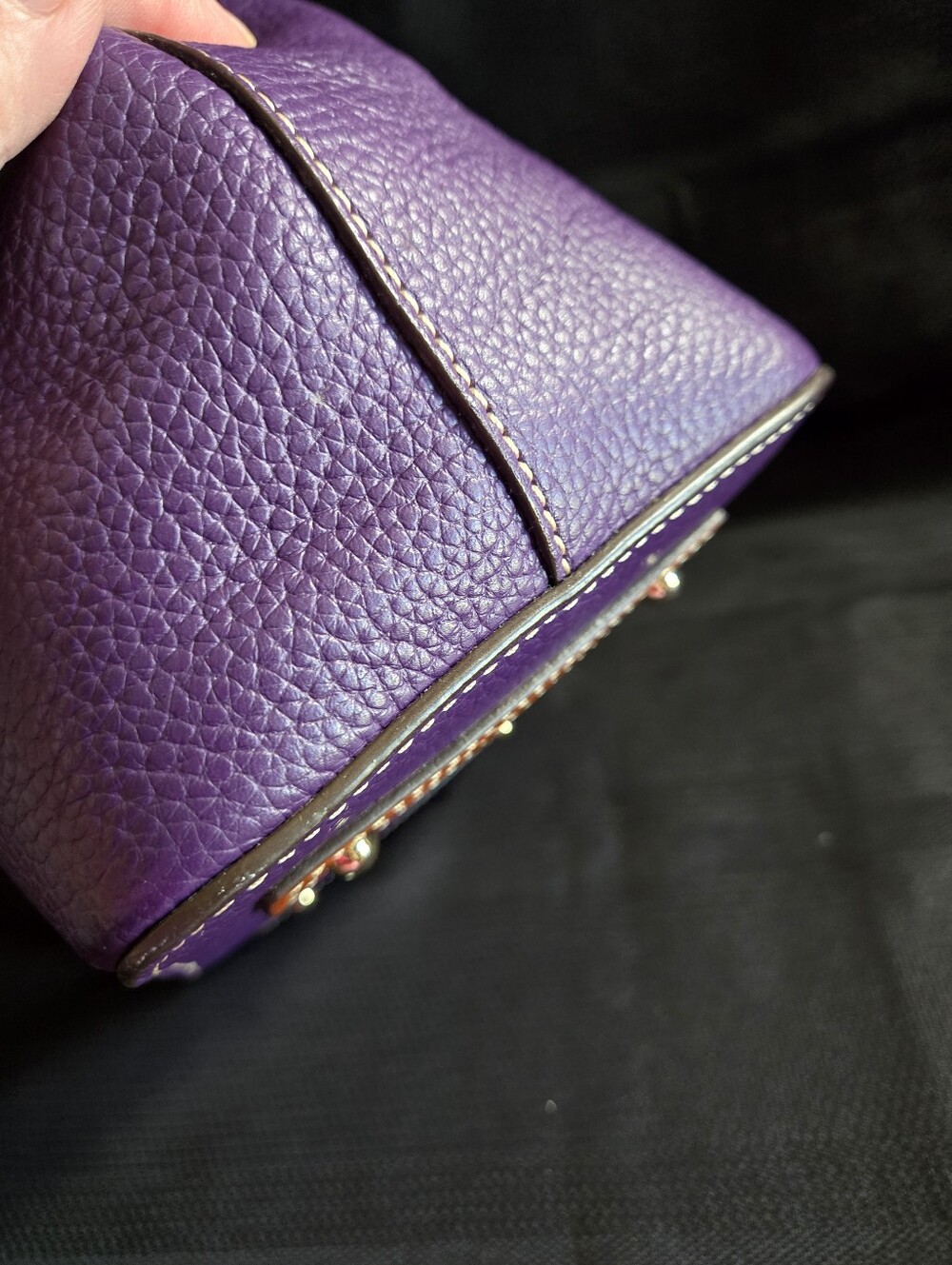 Dooney & Bourke Purple Leather Drawstring Bucket Bag - Picture 9 of 12